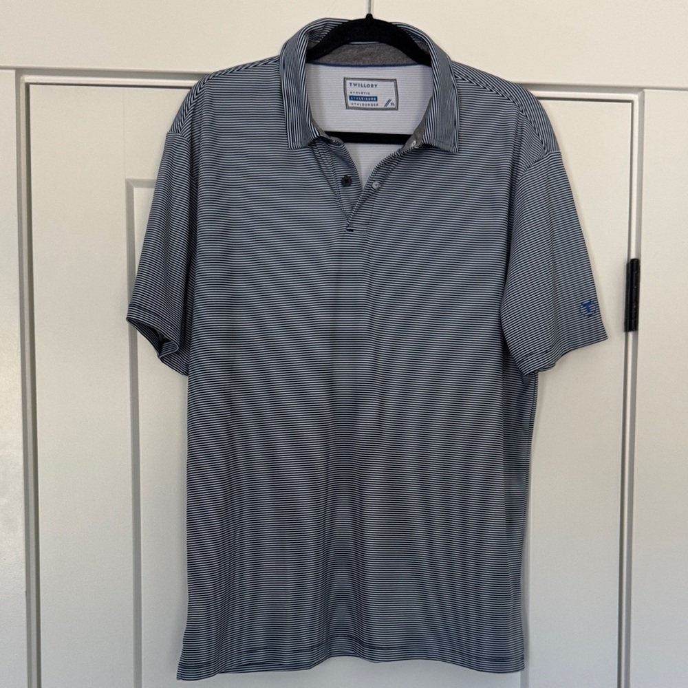 Twillory Men's Blue Striped Polo Shirt